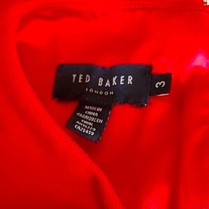 Ted Baker Size 2 long red fitted dress